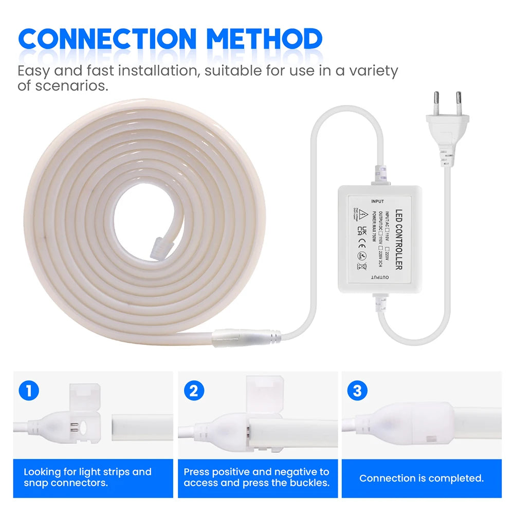 WIFI Bluetooth 220V Dimmable COB LED Strip Light Wall Touch 23key Remote 750W Controller 288LEDs Waterproof Flex Lamp Home Decor