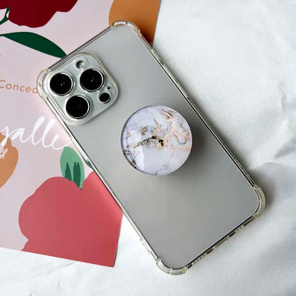 Marble Pattern Crystal Glass Phone Holder Foldable mobile phone Socket Crystal Glass phone grips