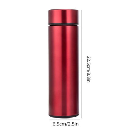 1pc 500ml Black Stainless Steel Creative Smart Thermos BottleTemperature Display Thermal Mug Male Female Portable Business Gift