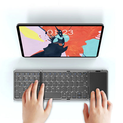 HUWEI Mini Folding Wireless Bluetooth Keyboard Russian Spanish Arabic Hebrew Portugues with Touchpad for Windows, Android, IOS