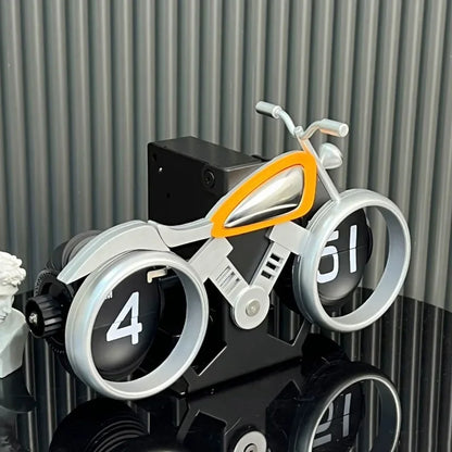 Motorcycle Style Flip Clock Creative Desktop Pendulum Clock Decoration American Mechanical Motobike Clock