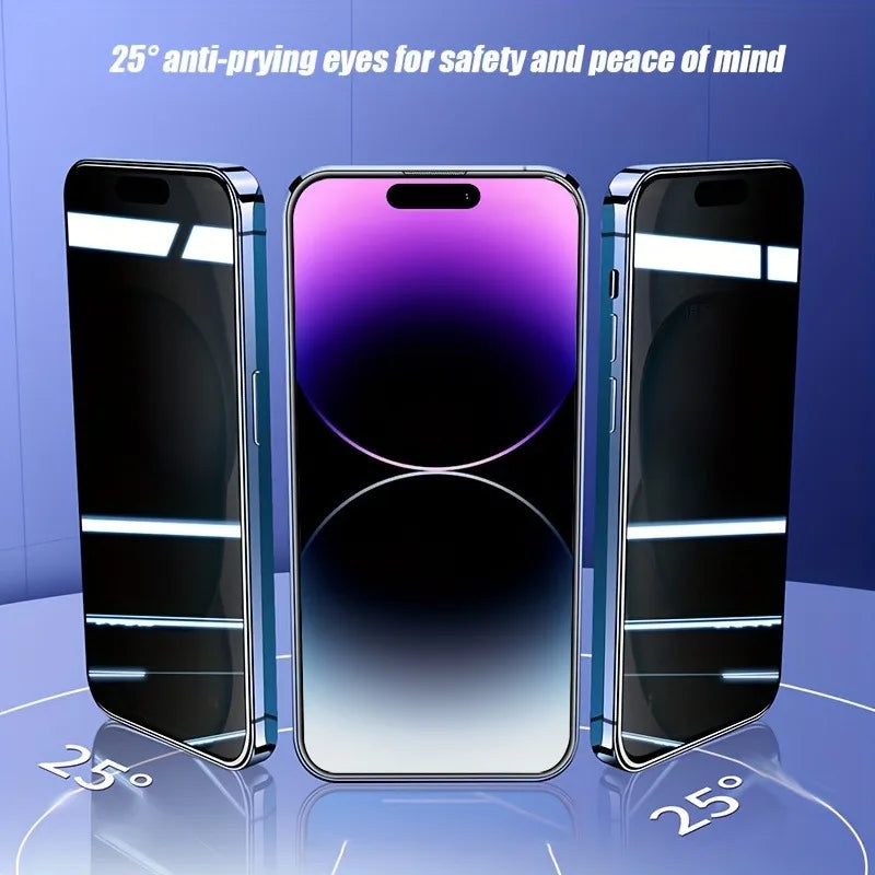 2Pcs Privacy Tempered Glass Screen Protector Film Easy to Install Suitable for iPhone 16 15 Pro Max 14 13 12 Pro Mini 11 Glass
