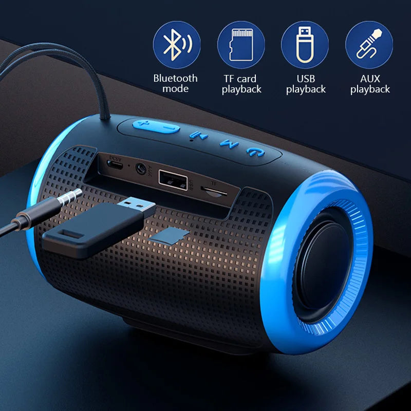 Portable Bluetooth wireless speaker, 5.3 stereo, AUX waterproof, high-fidelity sound, ultra-long battery life