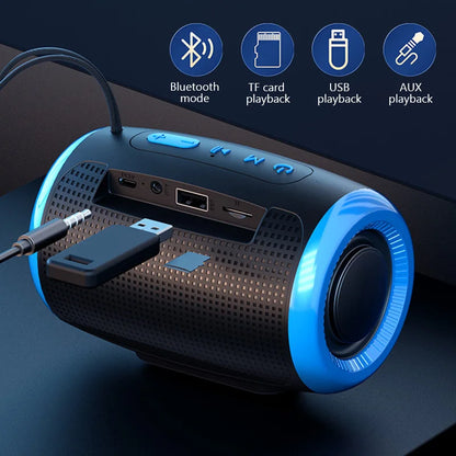 Portable Bluetooth wireless speaker, 5.3 stereo, AUX waterproof, high-fidelity sound, ultra-long battery life