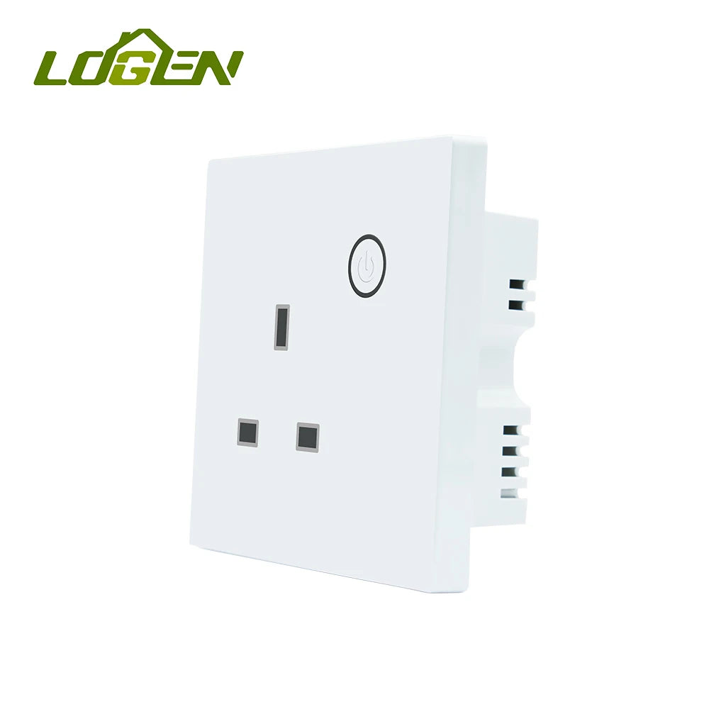 LOUYSGEN Zigbee UK Smart Socket Timing Schedule Plastic Energy Monitoring Smart Plug Neutral Wire 13A Tuya Alexa Control