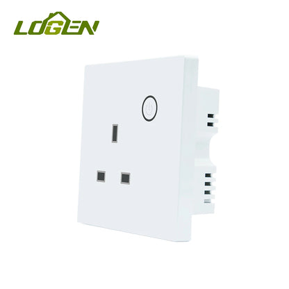 LOUYSGEN Zigbee UK Smart Socket Timing Schedule Plastic Energy Monitoring Smart Plug Neutral Wire 13A Tuya Alexa Control