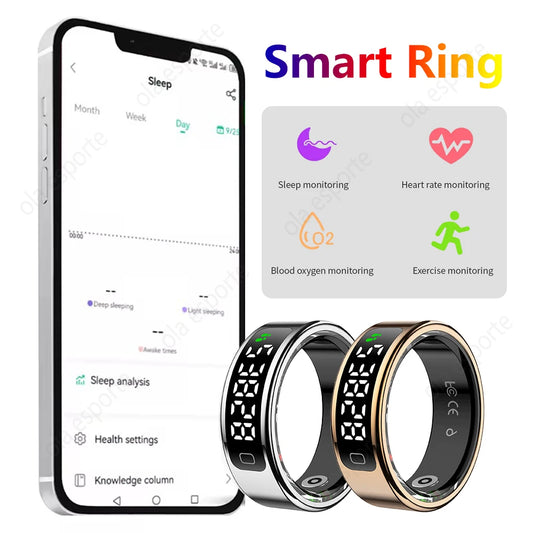 For Xiaomi Waterproof Health Smart Ring Stainless Steel Rings Heart Rate Blood Oxygen Sleep Emotion Monitor Sports Fitness Rings