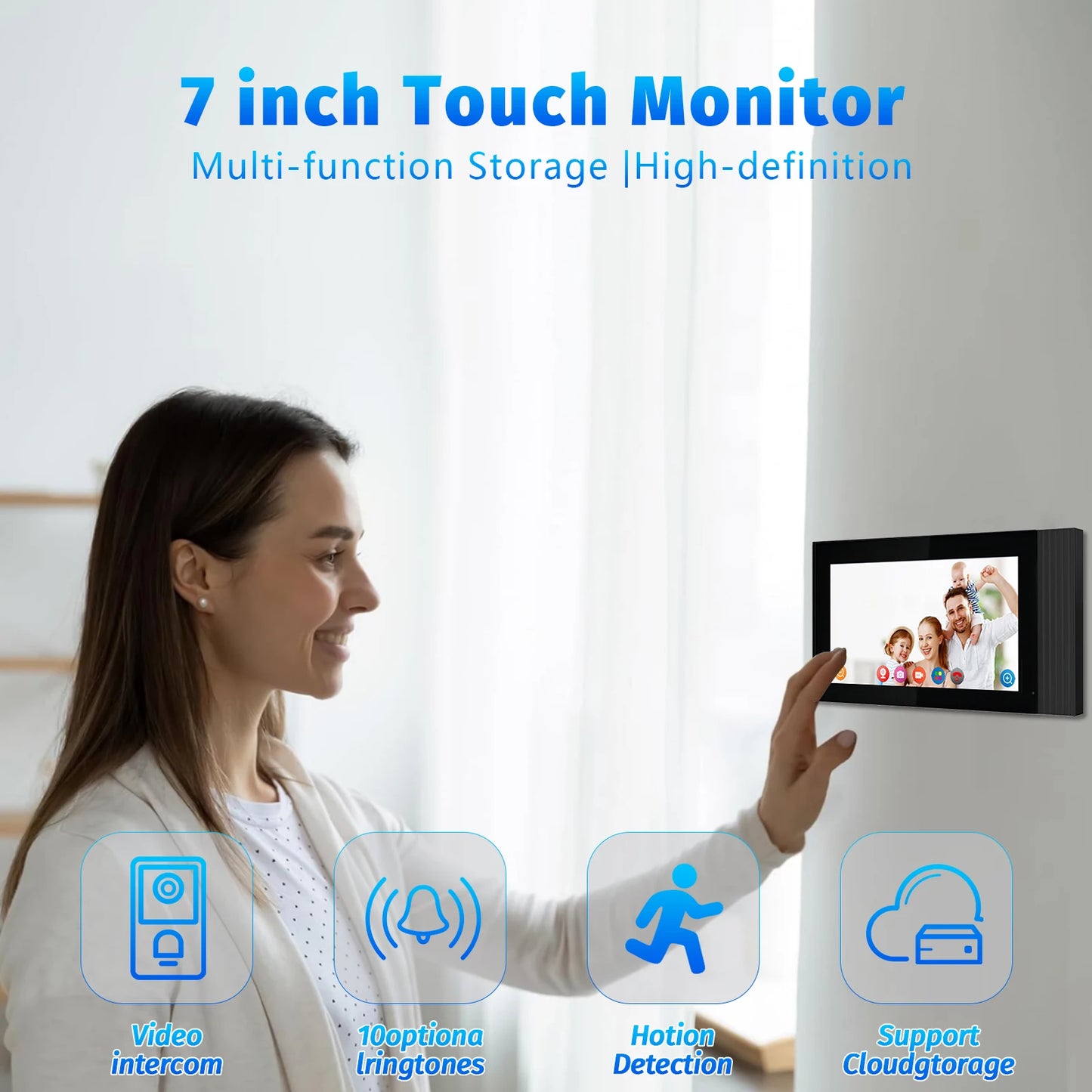Tuya 7-Inch 1080p Camera Ring Intercom With Night Vision Video Doorbell Support Remote Unlock Intercom System Home
