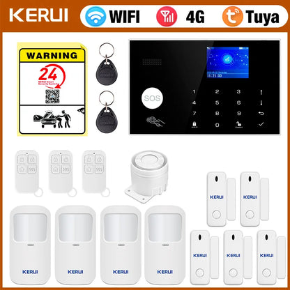 KERUI 4G/WiFi Home Alarm System with 3 Wired Zones Wireless Alarm System for Home/Office/Garage Burglar Security Protection G34