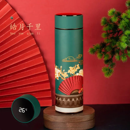 500ml Stainless Steel Insulated Thermos Bottle 316 Intelligent Water Cup High-end Tea Cup Business Gift One Cup with Double Lids