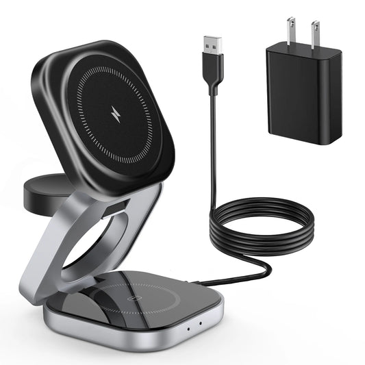3 in 1 Wireless Charging Stand - Magnetic, Foldable, Fast Charging for iPhone, iWatch, AirPods，usb c to lightning adapter