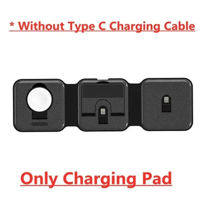 3-in-1 Charging Station Foldable Wireless Charger For Magsafe iPhone 16/15/14/13/12 Apple Watch 10/9/8 AirPods Pro Fast Chargers