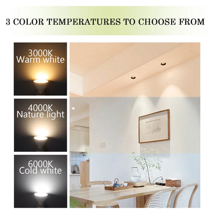 3PCS GU5.3 Base LED Spot Light MR16 Lampara No Flicker Full Voltage AC/DC12V AC 110V 220V Warm Lighting Suitable for Home Led