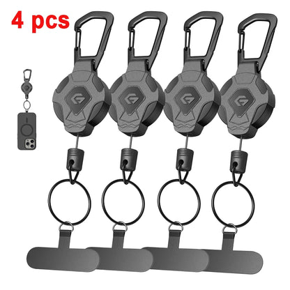 Minisopuru Retractable Keychain Heavy Duty With Phone clip fastener Tactical ID Badge Reel Strap Holder Retractable Cord KeyRing