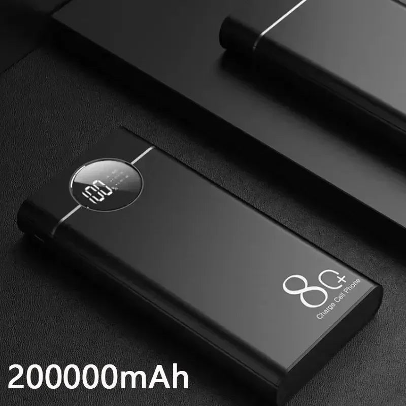 200000mAh Large Capacity Aluminum Alloy Power Bank Multi-Socket Super Fast Charging Thin Portable Power Bank 2023 New Model