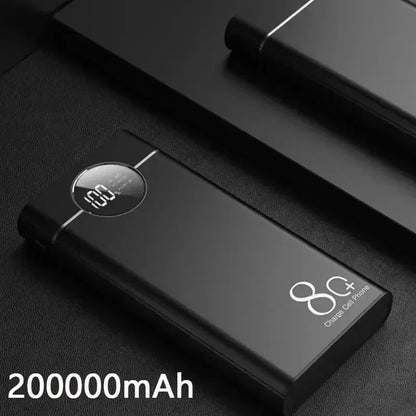 200000mAh Large Capacity Aluminum Alloy Power Bank Multi-Socket Super Fast Charging Thin Portable Power Bank 2023 New Model