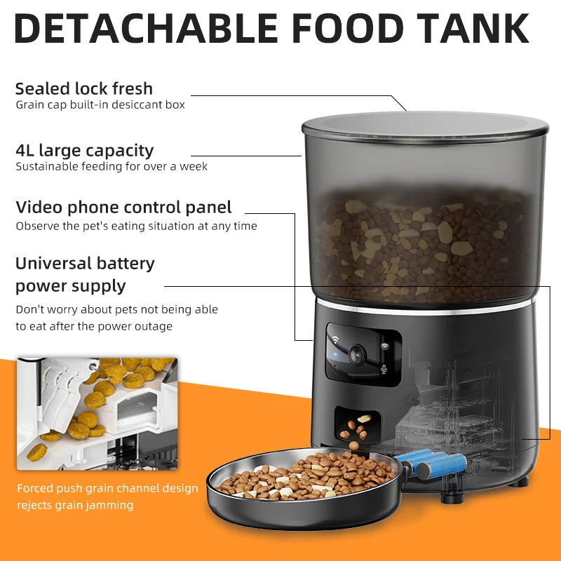 New Pet Automatic Smart feeder WIFI  Camera model intelligent graffiti APP cell phone remote Feeder for Puppy Cat