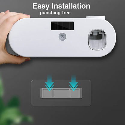 UV Toothbrush Sanitiser Holder Solar Energy Wall-mounted Sanitizing Box Toothpaste Dispenser Toothbrush Sterilizing Machine