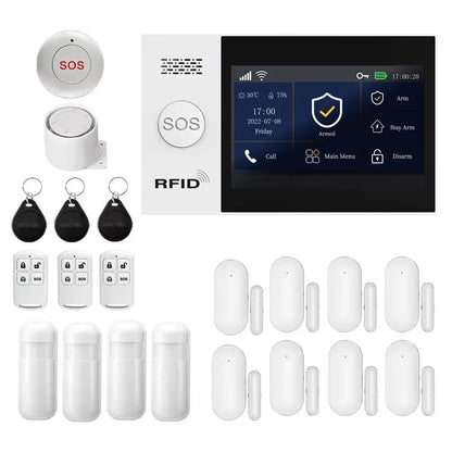 PGST WiFi 4G Tuya Smart Life Home Alarm Security System Kit Alexa Home Automation Alarm Security Protection Door Motion Sensor