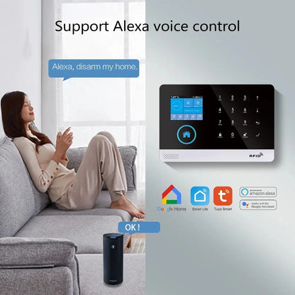 PGST PG103 Wifi 4G Tuya Alarm System With Pet Immune Motion Sensor smoke sensor IP Camera Wireless Smart Home Security Alexa