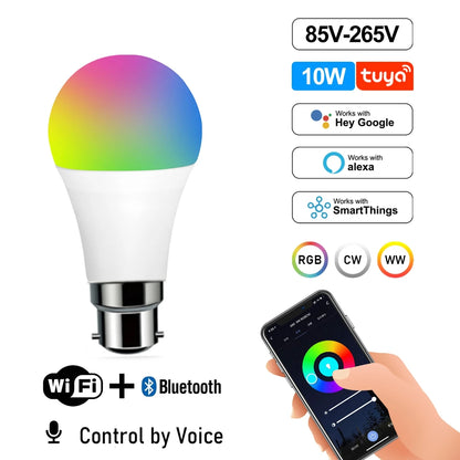 LED WIFI Smart Light GU10 Bulb 10w 6W E14 B22 E27  110V 220V Rgb Dimmable Spotlight Wifi Led Lamp Work With Alexa Google Home