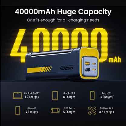 AOHI Starship 40,000mAh Power Bank 140W PD3.1 Laptop Power Bank with C-C Cable Fast Charging Station for iPhone MacBook Laptop