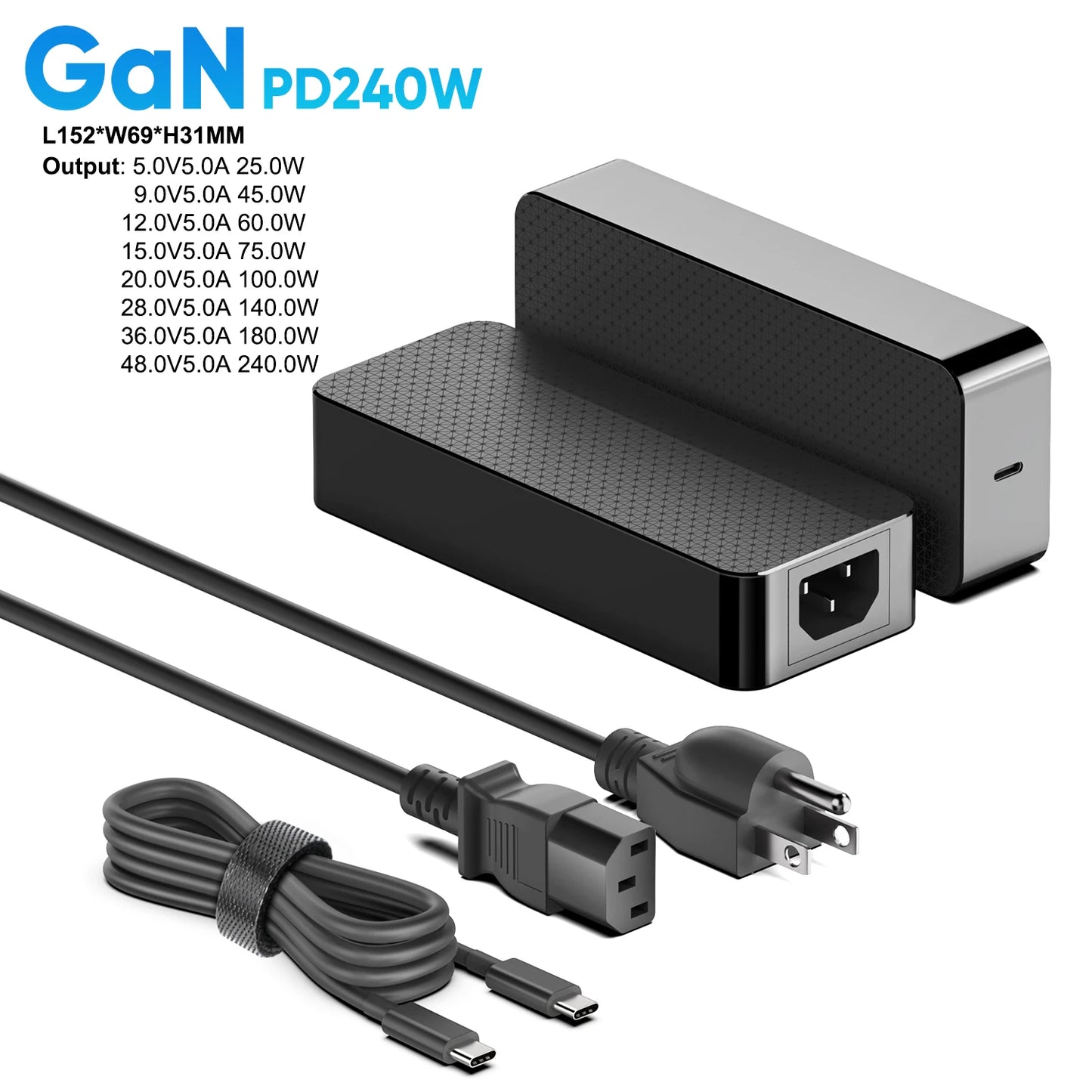 48V5A 240W USB-C Charger for Anker 737 Power Bank, 24,000mAh Laptop Portable Charger with 140W Fast Charging Macbook Pro Adapter