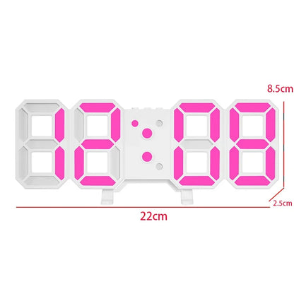 3D LED Digital Clock Wall Decor Glowing Night Mode 3 Alarms Electronic Table Clock Time Temperature Wall Clock for Living Room