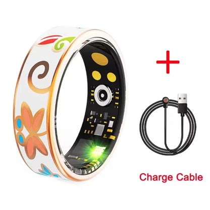 Smart Ring with Charging Case Health Manager Heart Rate Blood Oxygen Sleep Monitor Multi Sports Mode 5ATM Waterproof For Women