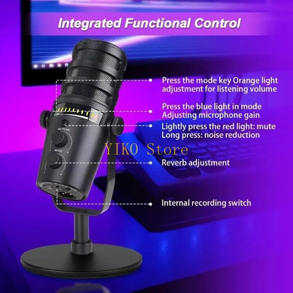 K32C Durability USB Dynamic Microphone For Music Production Broadcasting Mic