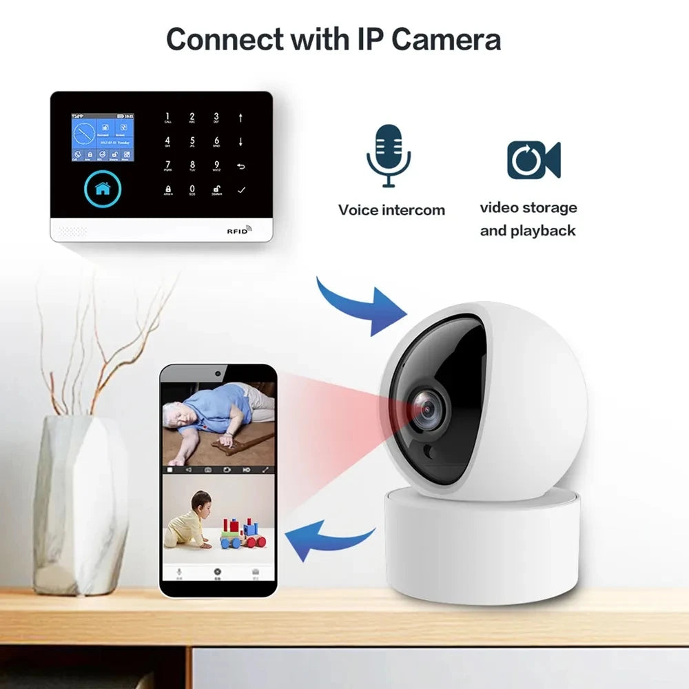 PGST PG103 Wifi 4G Tuya Alarm System With Pet Immune Motion Sensor smoke sensor IP Camera Wireless Smart Home Security Alexa