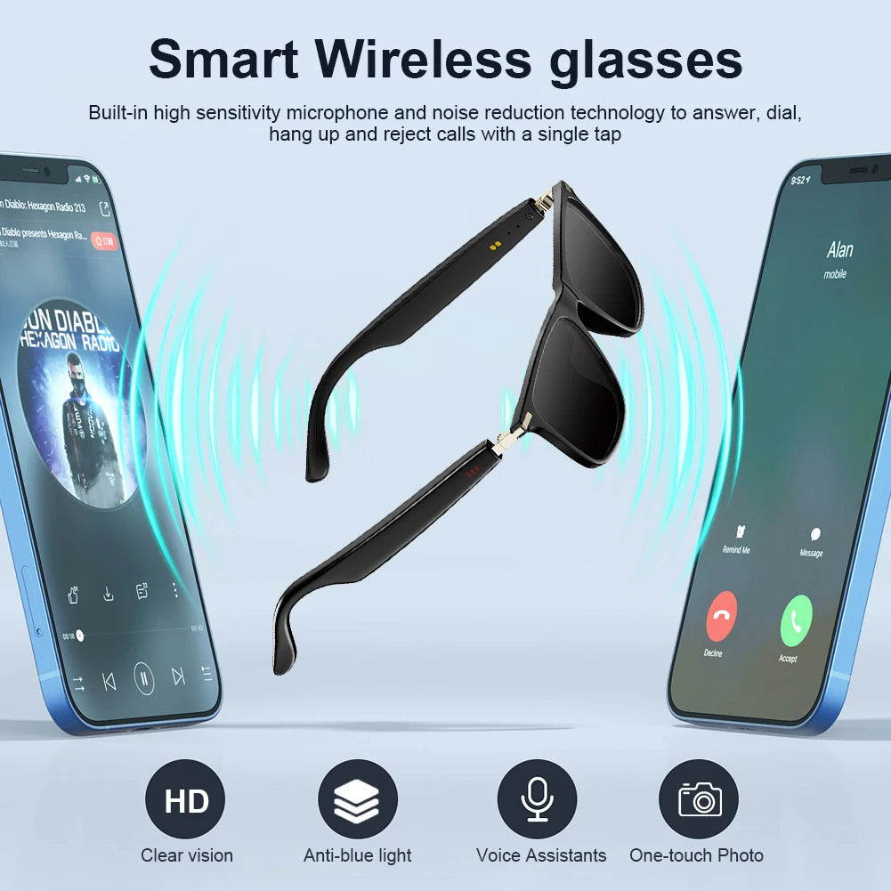 Smart Glasses with AI Translator Audio Glasses Hands-Free Music & Calls Outdoor Sports Headphones Waterproof for Men Women