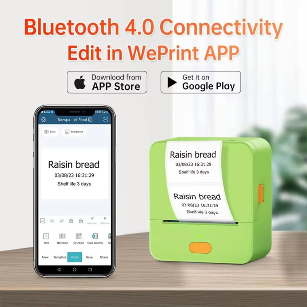 DETONGER P1 Label Maker Machine and Tape Portable Wireless Connection Label Printer Multiple Templates for Phone Pad Office Home