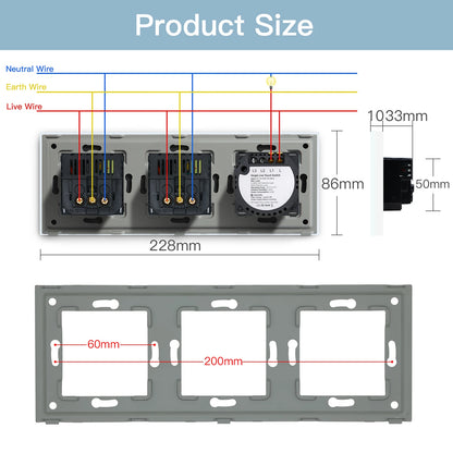 BSEED EU Standard USB Single Socket Touch Switch 1Gang 1Way White Crystal Sensor Wall Light Switch Power Double Sockets Outlets