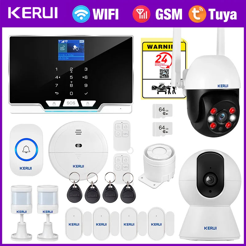 KERUI House Alarm for Home Alarm System Tuya Smart/ Smart Life Burglar Alarm Kit with Motion Sensor Detector Siren G20