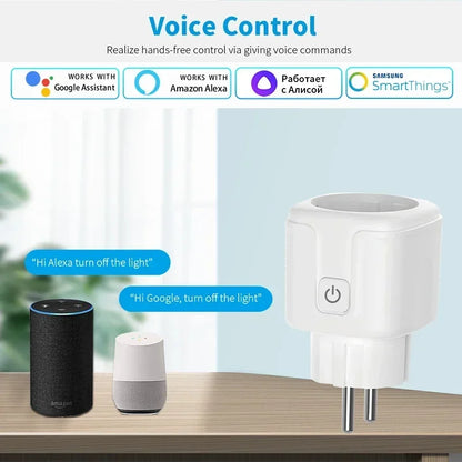 WiFi Smart Plug Socket EU 16/20A with Power Monitoring Timing Tuya Smart Life Alexa Google Home Alice Voice Control Outlet