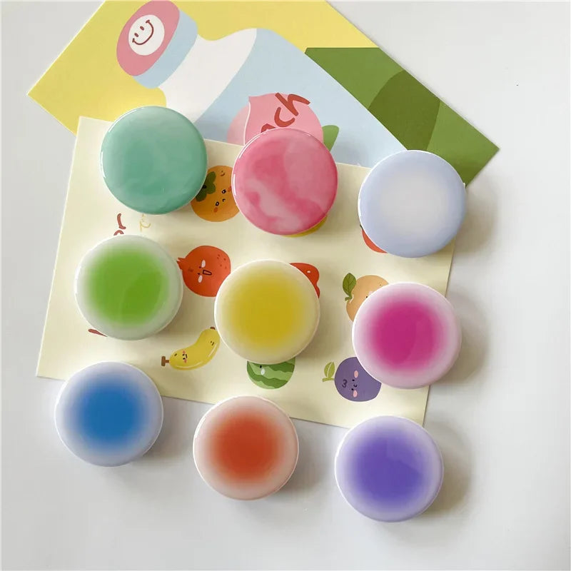 Korean Style Ins Creative Gradient Solid Color Glue Lazy Desktop Retractable Mobile Phone Air Bag Holder Ring Buckle Pop Sockets
