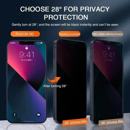 3Pcs Privacy Screen Protector For iPhone 17 16 15 13 12 11 16 Pro Max Mini 8 7 Plus Anti-spy Protective Glass For iPhone 17