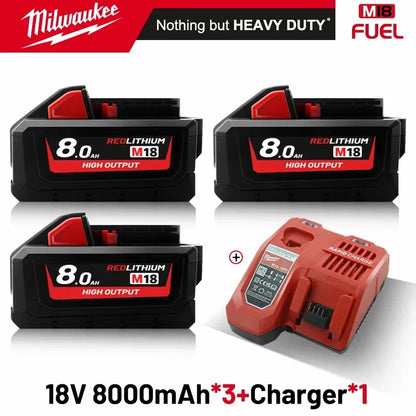 original Milwaukee M18 Power Tool Battery, Charger, 18V 6Ah Li-Ion M18B5 48-11-1860 48-11-1850 48-11-1840 48-11-1830 48-11-1820