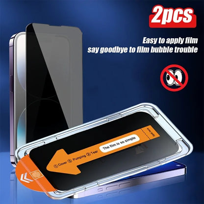 2Pcs Privacy Tempered Glass Screen Protector Film Easy to Install Suitable for iPhone 16 15 Pro Max 14 13 12 Pro Mini 11 Glass