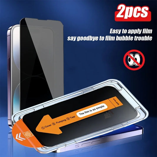 2Pcs Privacy Tempered Glass Screen Protector Film Easy to Install Suitable for iPhone 16 15 Pro Max 14 13 12 Pro Mini 11 Glass