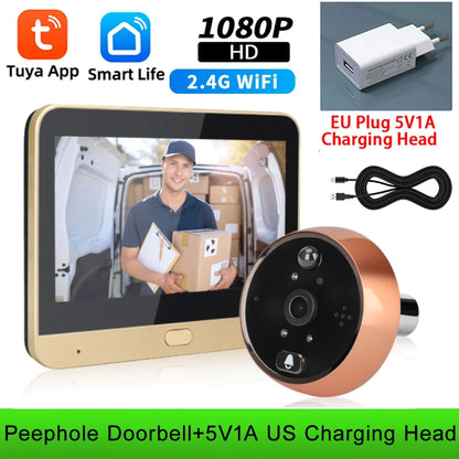 Elecpow Tuya Smart wifi Doorbell With Ring bell 4.3Inch 1080P Digital Door Peephole Camera PIR Night Vision Motion Detection
