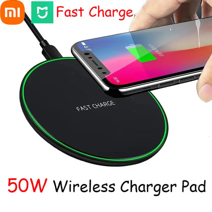 Xiaomi 50W Wireless Charger Pad For iPhone 14 13 16 15 11Pro XS Max Induction Fast Wireless Charging Station For Huawei Samsung