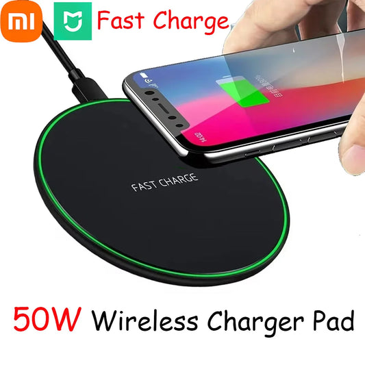 Xiaomi 50W Wireless Charger Pad For iPhone 14 13 16 15 11Pro XS Max Induction Fast Wireless Charging Station For Huawei Samsung