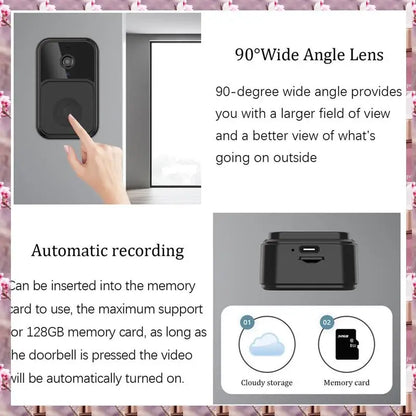 2025 Smart Wireless Remote Video Doorbell, Camera Wireless Intercom Doorbell, HD Night Vision Wifi Tuya Security Doorbell,Smart