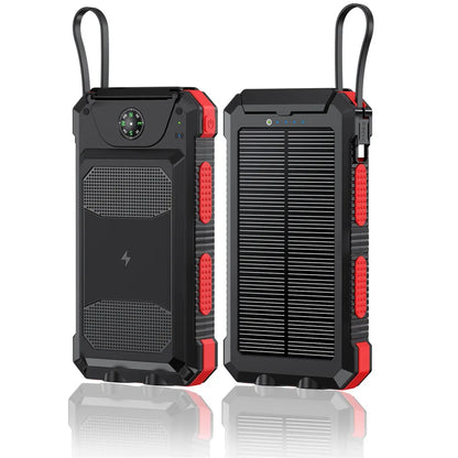 Self-wired fast charging wireless solar charging treasure 20000 mA Compass waterproof mobile power