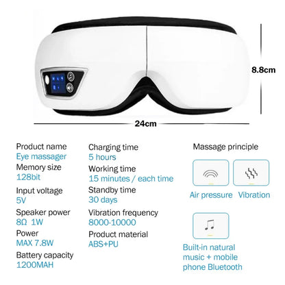 6D Smart Vibration Eye Massager Compress Eye Care Instrument Bluetooth Music Eye Massage Sleep Mask Eye Relax Fatigue
