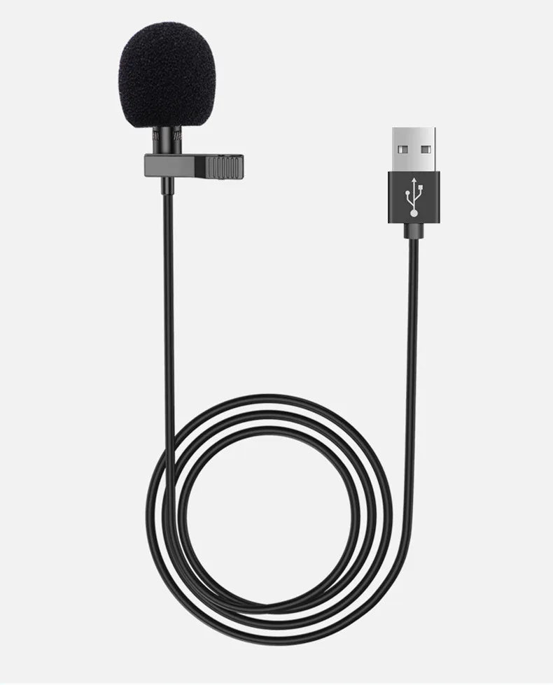 MC01 Portable 1.5m Wired Mini Microphone Type C For Phone PC Laptop Metal Clip-on Lavalier USB mic 3.5mm Condenser Microphone