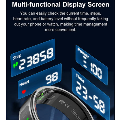 R11 Smart Ring with Display Screen and Touch Wireless Charging, Health Manager 5 ATM Waterproof For Men Women for iphone Android