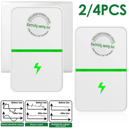 2/4Pcs Power Saver Portable Electricity US Energy Saver Smart Saving Box Safe Household Plug 90V-250V for Office Kitchen Accesso
